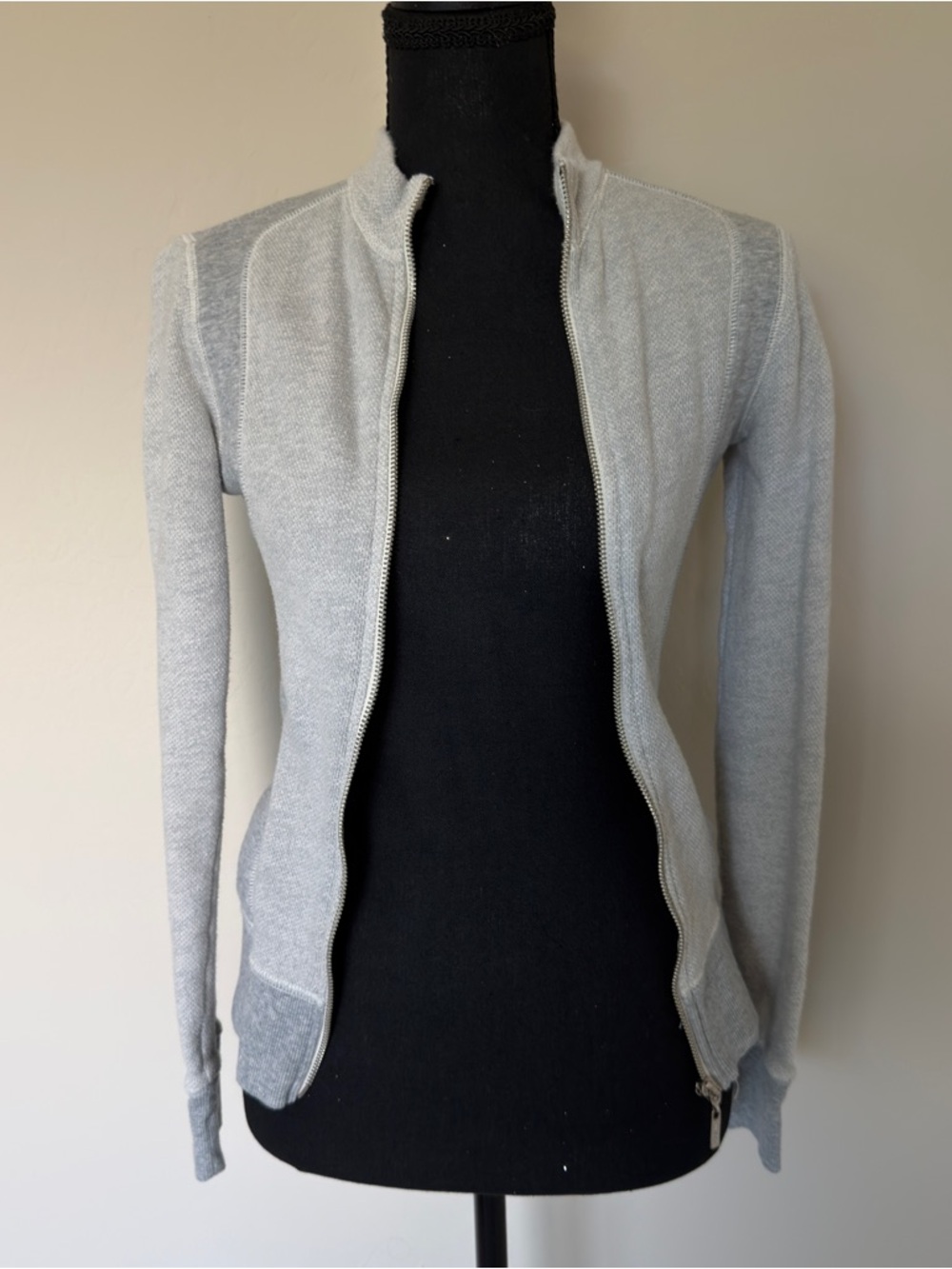 Guess Light Gray Full Zip Knit Jacket